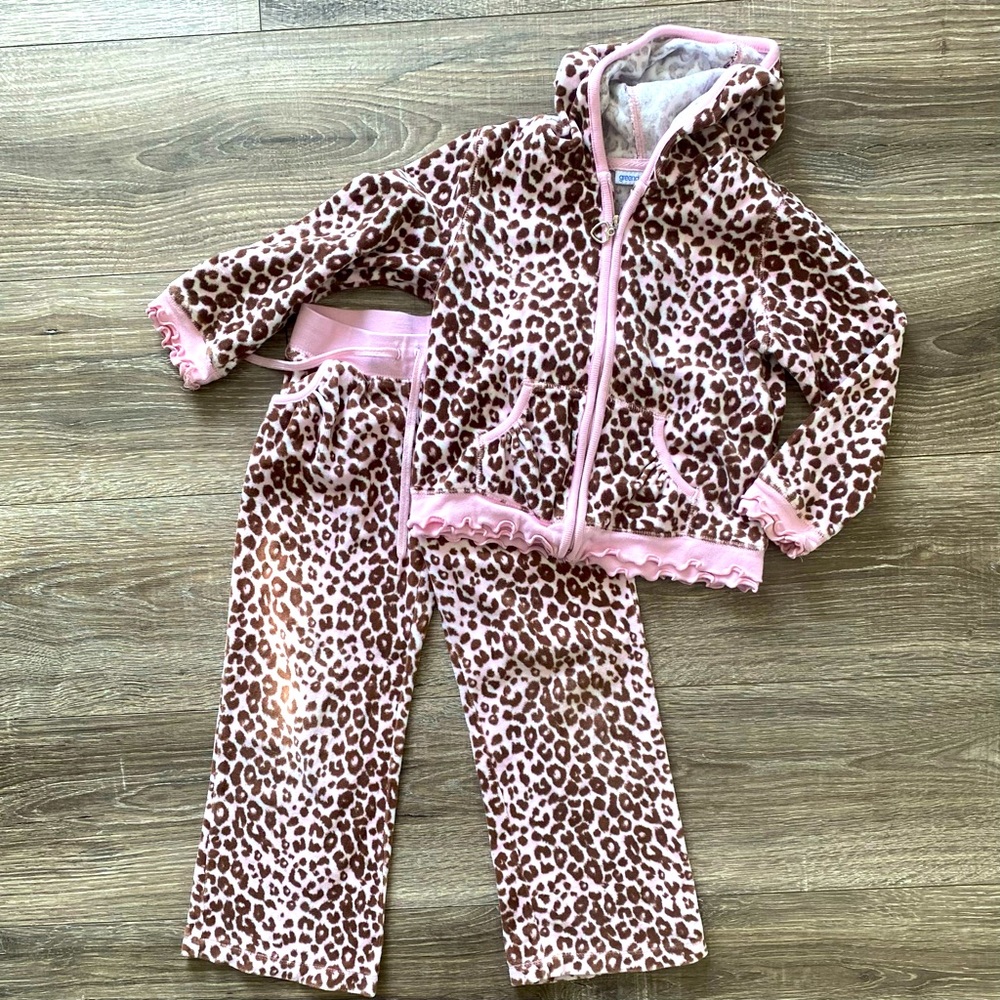 Greendog Cheetah Print Hoodie with Pant Set Size 5
